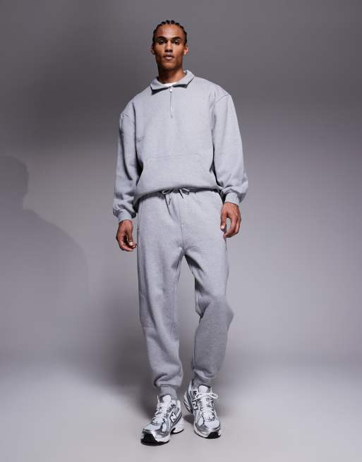 ASOS DESIGN - Gråmelerede tapered joggingbukser med ribstrikkede buksekanter , 2 af 5
