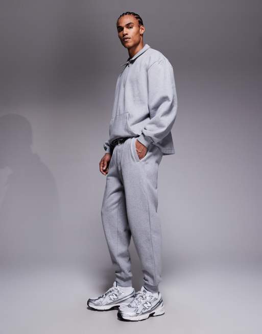 ASOS DESIGN - Gråmelerede tapered joggingbukser med ribstrikkede buksekanter , 3 af 5