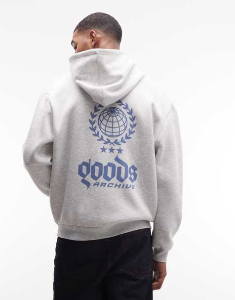 ASOS DESIGN - Gråmeleret afslappet lynlås med tekstprint - view 1