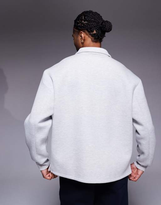ASOS DESIGN - Gråmeleret afslappet sweatshirt med fast kant og krave med lynlås, 3 af 5