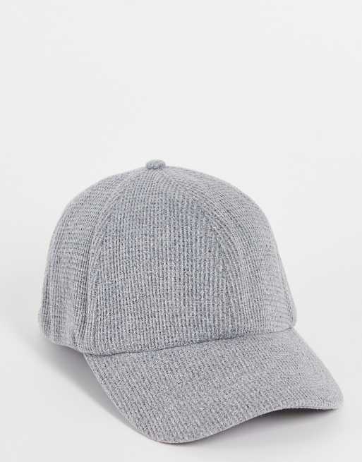 ASOS DESIGN - Gråmeleret baseballkasket i vaffeltekstur