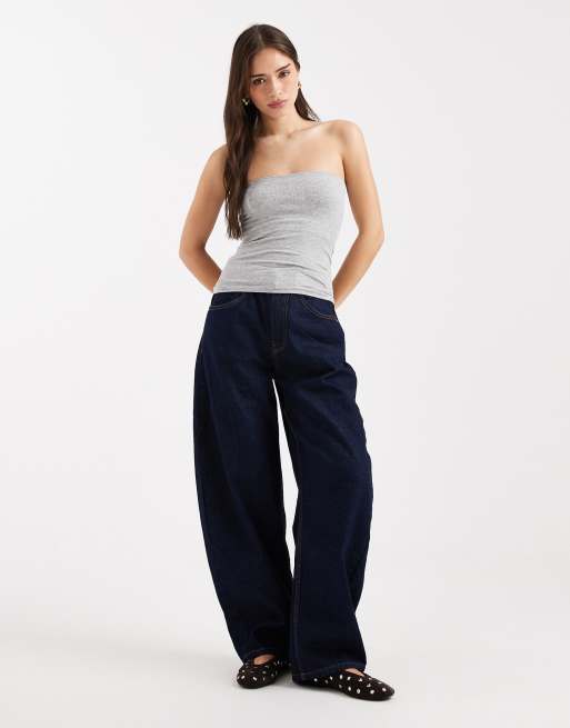 ASOS DESIGN - Gråmeleret BH-fri og sømløs bandeau-top med ribber, 4 af 4
