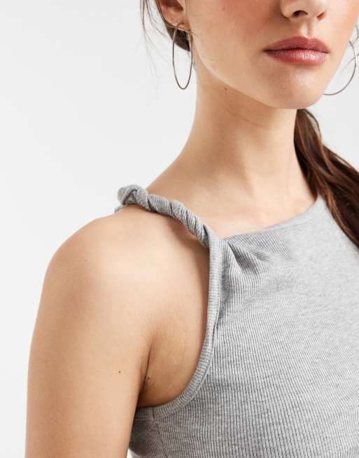 ASOS DESIGN - Gråmeleret cami-top med snoet detalje og dyb rund hals, 3 af 4
