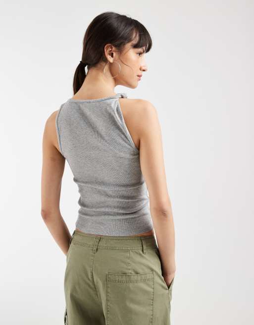 ASOS DESIGN - Gråmeleret cami-top med snoet detalje og dyb rund hals, 4 af 4