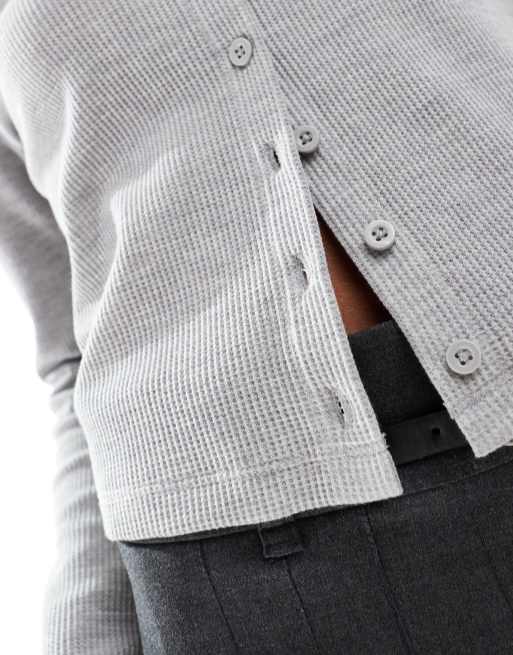 ASOS DESIGN - Gråmeleret cardigan med dyb rund hals og lange ærmer, 2 af 4