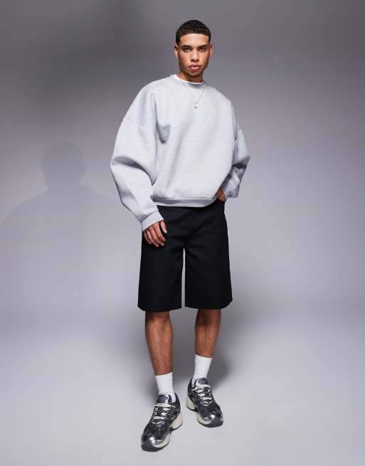 ASOS DESIGN - Gråmeleret ekstremt oversized sweatshirt i kraftigt scuba-lignende stof, 2 af 4