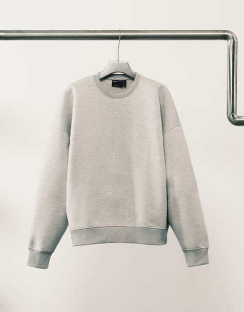 ASOS DESIGN - Gråmeleret ekstremt oversized sweatshirt i kraftigt scuba-lignende stof - view 1