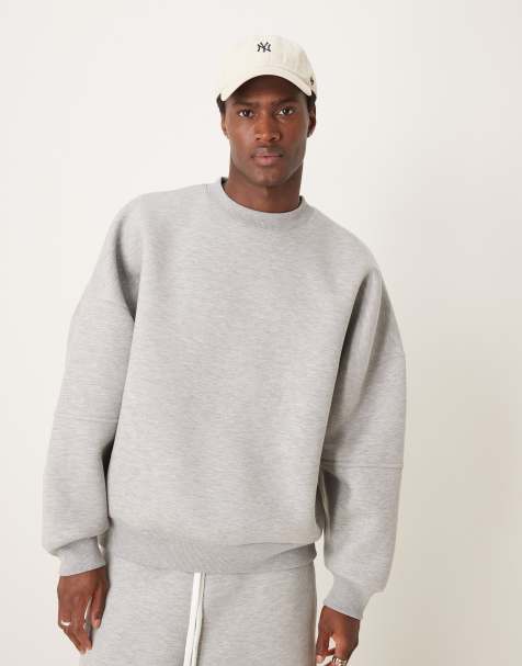 ASOS DESIGN - Gråmeleret ekstremt oversized sweatshirt i kraftigt stof i scuba-stil - Del af sæt - view 1