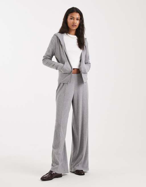 ASOS DESIGN - Gråmeleret hættetrøje i fin strik med krympet design og lynlås, 3 af 4