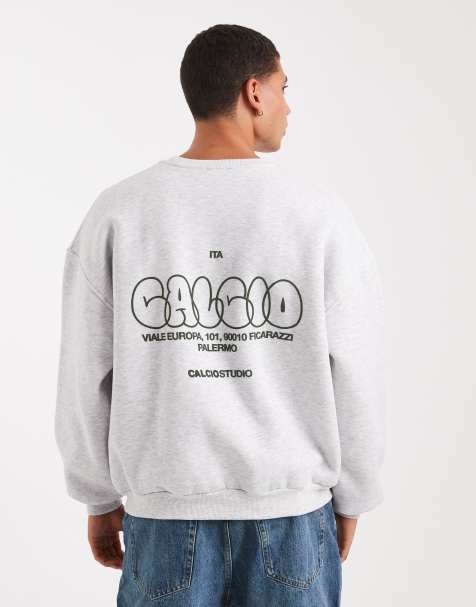 ASOS DESIGN - Gråmeleret og ekstremt oversized sweatshirt med print foran med tyk font - view 1
