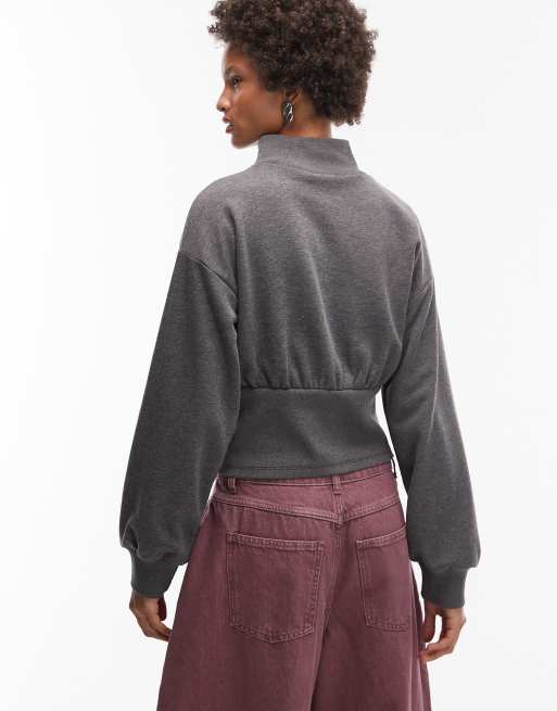 ASOS DESIGN - Gråmeleret og højhalset sweattop med indsyede detaljer, 2 af 4