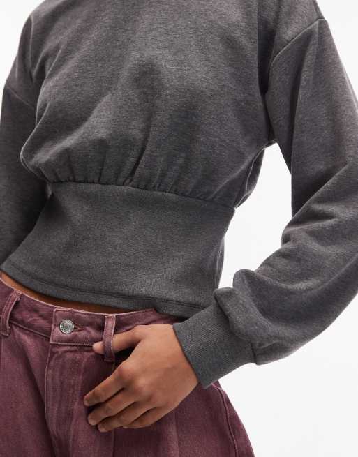 ASOS DESIGN - Gråmeleret og højhalset sweattop med indsyede detaljer, 4 af 4