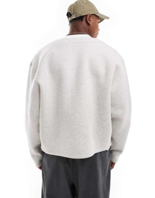 ASOS DESIGN - Gråmeleret oversized cardigan i kraftigt stof i scuba-stil, 3 af 4