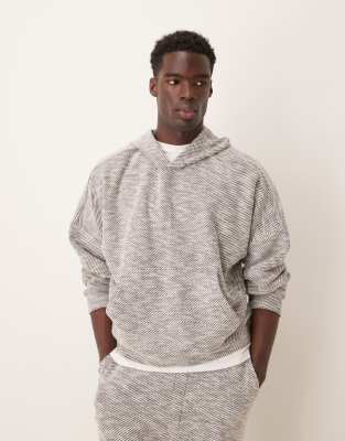 ASOS DESIGN - Gråmeleret oversized hættetrøje med sænkede skuldre i kraftigt stof - Del af sæt - view 1