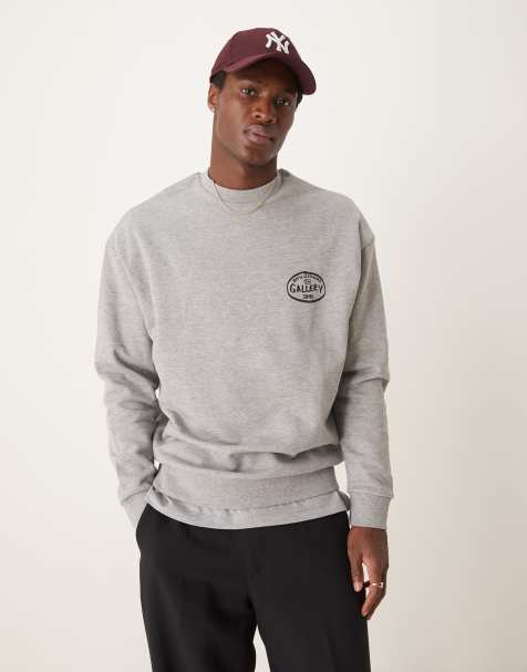 ASOS DESIGN - Gråmeleret oversized sweatshirt med print på brystet - view 1