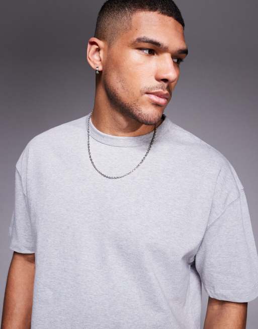 ASOS DESIGN - Gråmeleret oversized T-shirt i kraftigt stof på 240 gsm i firkantet pasform