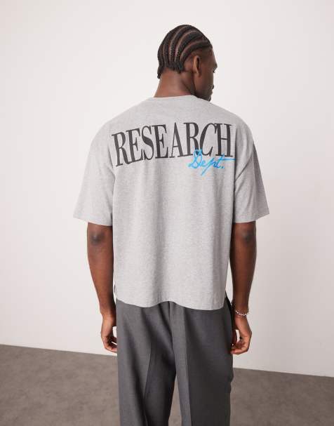 ASOS DESIGN - Gråmeleret oversized t-shirt med firkantet pasform og tekstgrafik - view 1