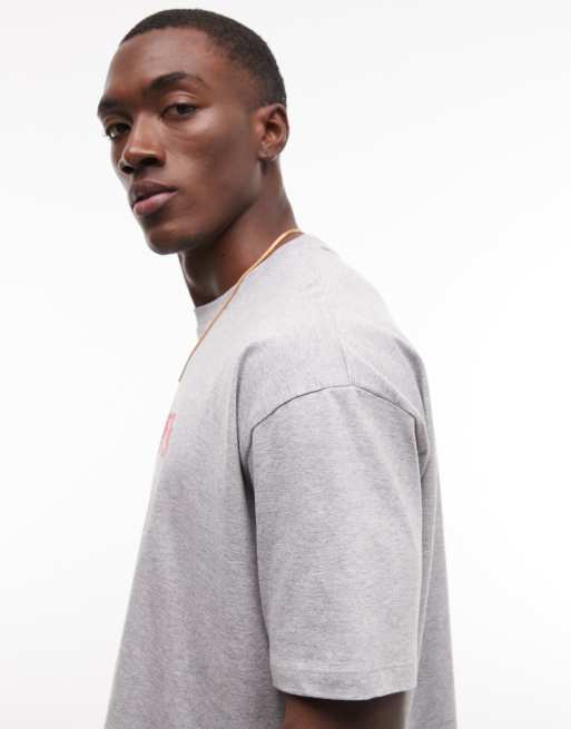 ASOS DESIGN - Gråmeleret oversized t-shirt med firkantet pasform og tekstgrafik, 4 af 5