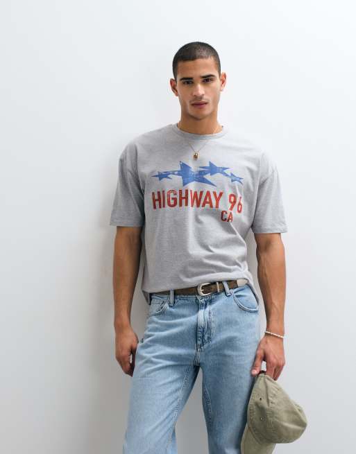 ASOS DESIGN - Gråmeleret oversized t-shirt med firkantet pasform og tekstgrafik, 3 af 5