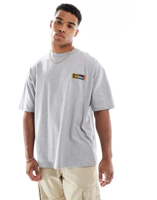 ASOS DESIGN - Gråmeleret oversized T-shirt med print på brystet og ryggen, 4 af 4