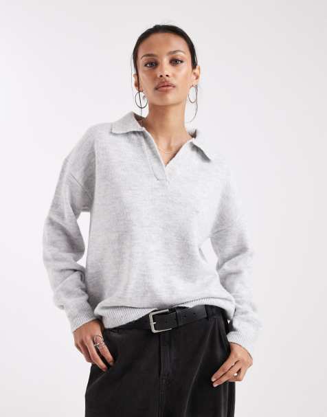 ASOS DESIGN - Gråmeleret polo i vamset strik - view 1