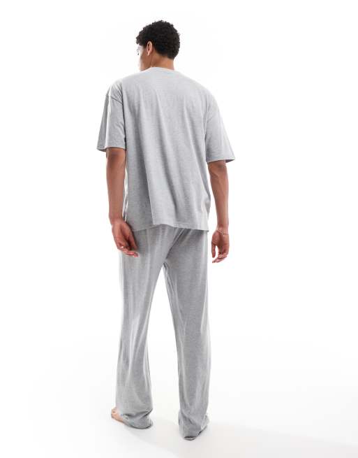 ASOS DESIGN - Gråmeleret pyjamassæt, 3 af 4