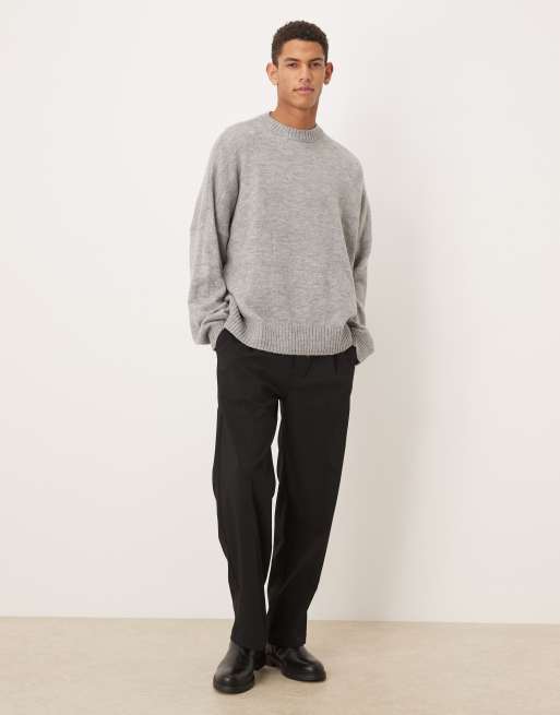 ASOS DESIGN - Gråmeleret, strikket og super-oversized firkantet trøje med rund hals	, 2 af 5