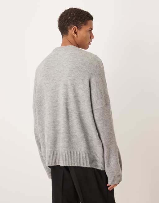 ASOS DESIGN - Gråmeleret, strikket og super-oversized firkantet trøje med rund hals	, 3 af 5