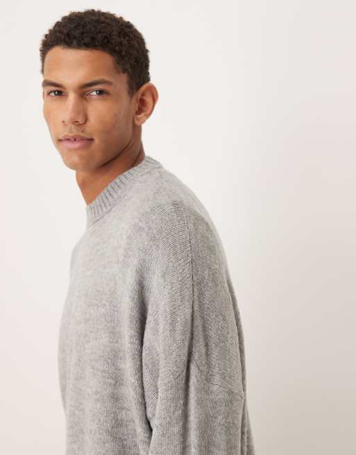 ASOS DESIGN - Gråmeleret, strikket og super-oversized firkantet trøje med rund hals	, 4 af 5