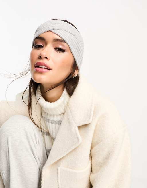 ASOS DESIGN - Gråmeleret strikket pandebånd med krydsdesign