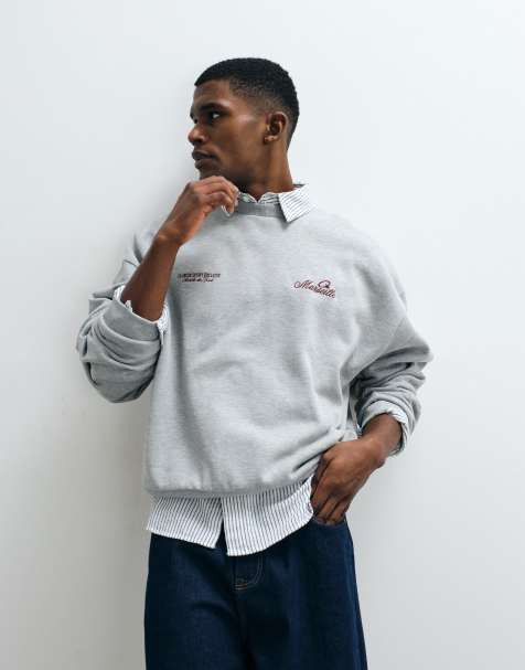 ASOS DESIGN - Gråmeleret super-oversized sweatshirt med tekstureret print - view 1