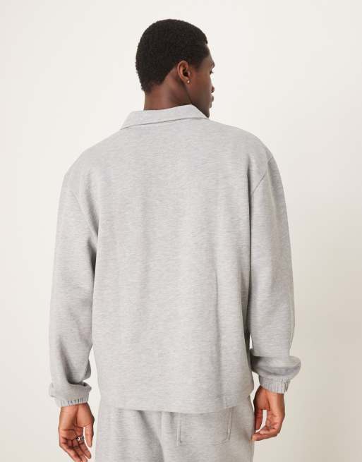 ASOS DESIGN - Gråmeleret sweatshirt i oversized pasform med krave - Del af sæt, 3 af 4
