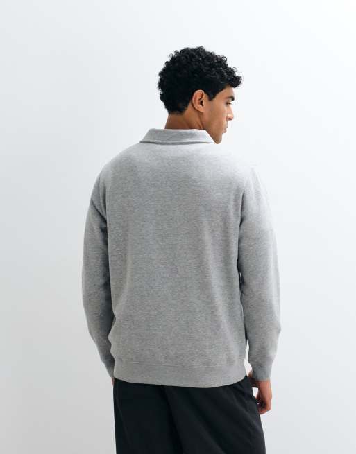 ASOS DESIGN - Gråmeleret sweatshirt med kvart lynlås, 3 af 5
