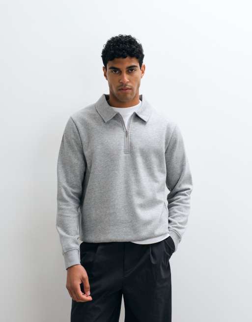 ASOS DESIGN - Gråmeleret sweatshirt med kvart lynlås, 5 af 5