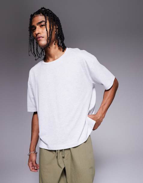 ASOS DESIGN - Gråmeleret T-shirt med kontrastsyninger og oversized firkantet pasform - view 1
