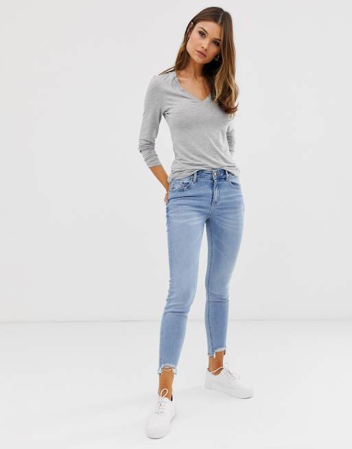 ASOS DESIGN - gråmeleret t-shirt med lange ærmer og v-hals, 4 af 4