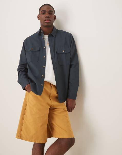 ASOS DESIGN cotton overshirt in navy 