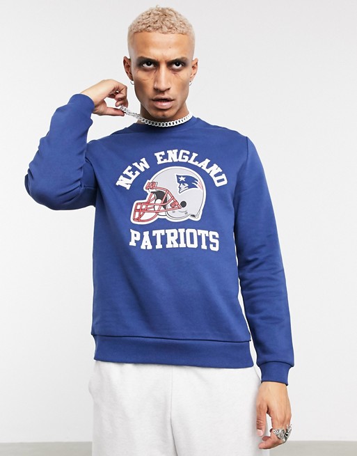 ASOS DESIGN – Granatowa bluza z nadrukiem NFL New England Patriots LZOH