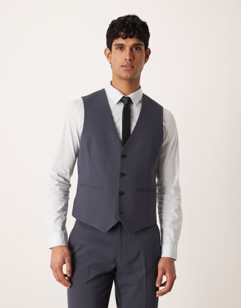 ASOS DESIGN – Granatowa dopasowana kamizelka garniturowa - view 1