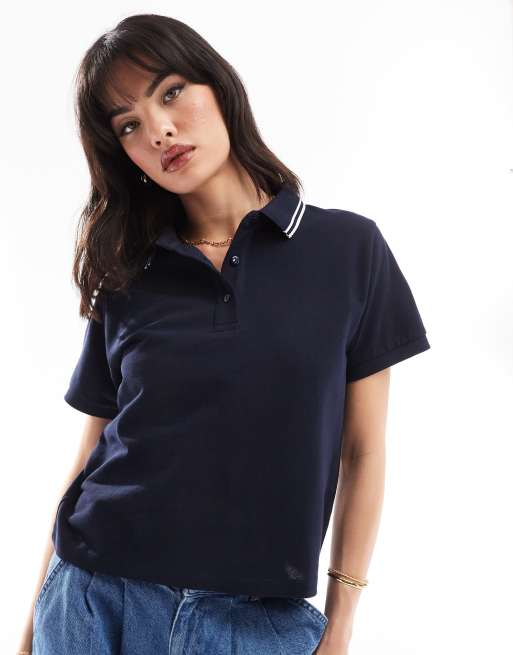 ASOS DESIGN – Granatowa dopasowana koszulka polo