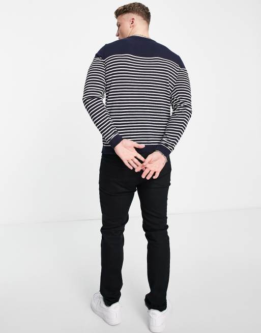 ASOS DESIGN – Granatowa dzianinowa bluza w paski, 2 z 4
