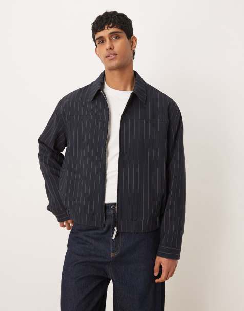 ASOS DESIGN – Granatowa elegancka kurtka Harrington w prążki - view 1