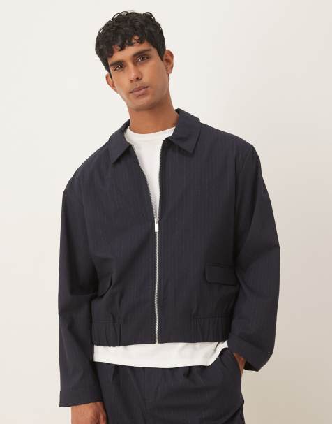 ASOS DESIGN – Granatowa elegancka kurtka-żakiet w prążki, część zestawu - view 1