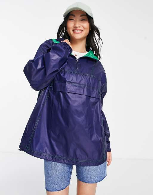 ASOS DESIGN – Granatowa festiwalowa kurtka przeciwdeszczowa wkładana przez głowę