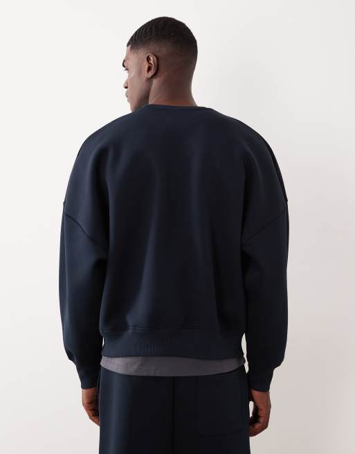 ASOS DESIGN – Granatowa gruba bluza extreme oversize z materiału w stylu scuba, 3 z 5