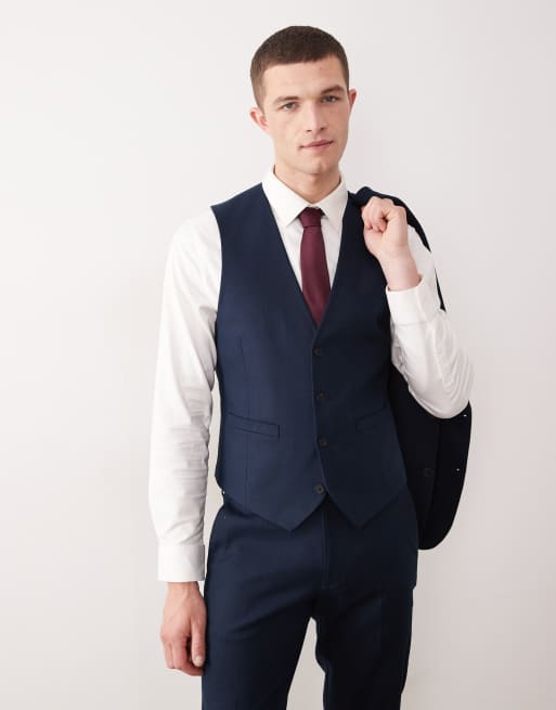 ASOS DESIGN – Granatowy garnitur o obcisłym kroju z dużą zawartością lnu, 2 z 5