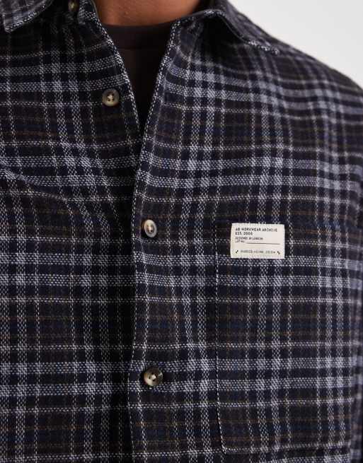 ASOS DESIGN – Granatowa koszula oversize w kratkę z naszywką, 5 z 5