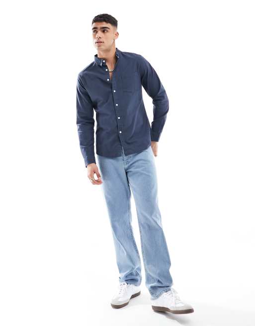 ASOS DESIGN — Granatowa koszula oxford o dopasowanym kroju, 4 z 4