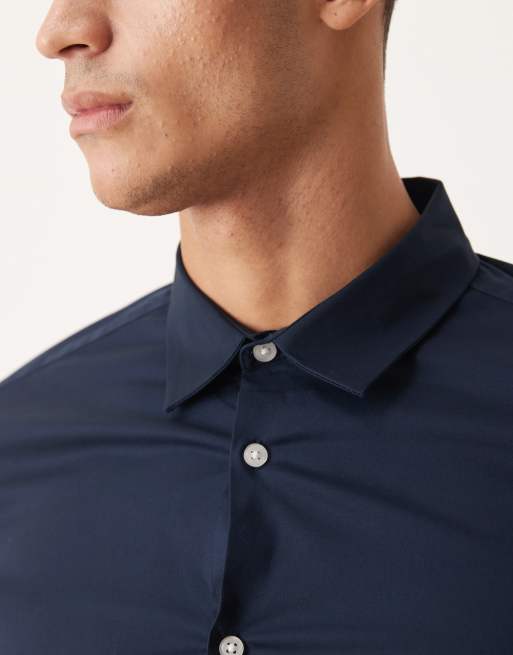 ASOS DESIGN – Granatowa koszula popelinowa o obcisłym kroju, 5 z 5