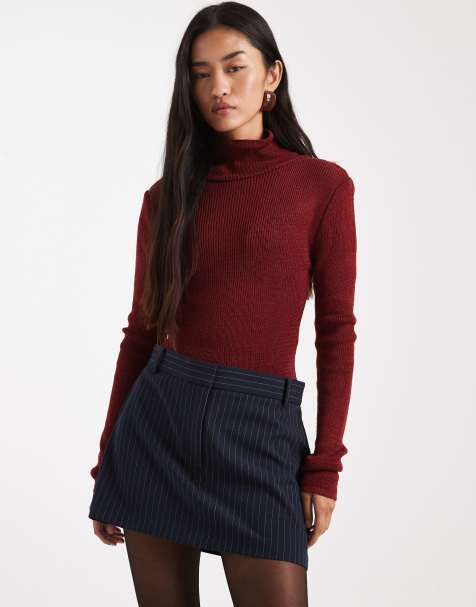 ASOS DESIGN – Granatowa krótka spódnica mini w prążki - view 1